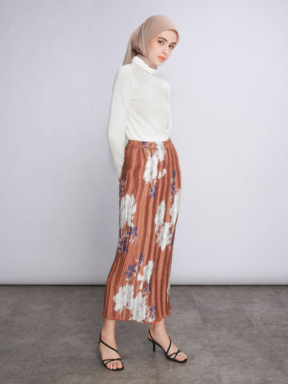 Nai Pleat Skirt Terracotta